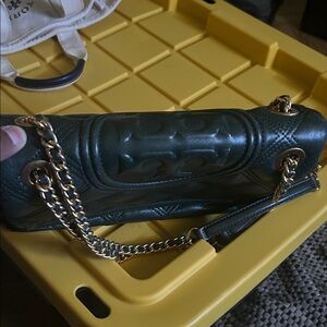 Tory Burch Dark Green Leather Shoulder Bag